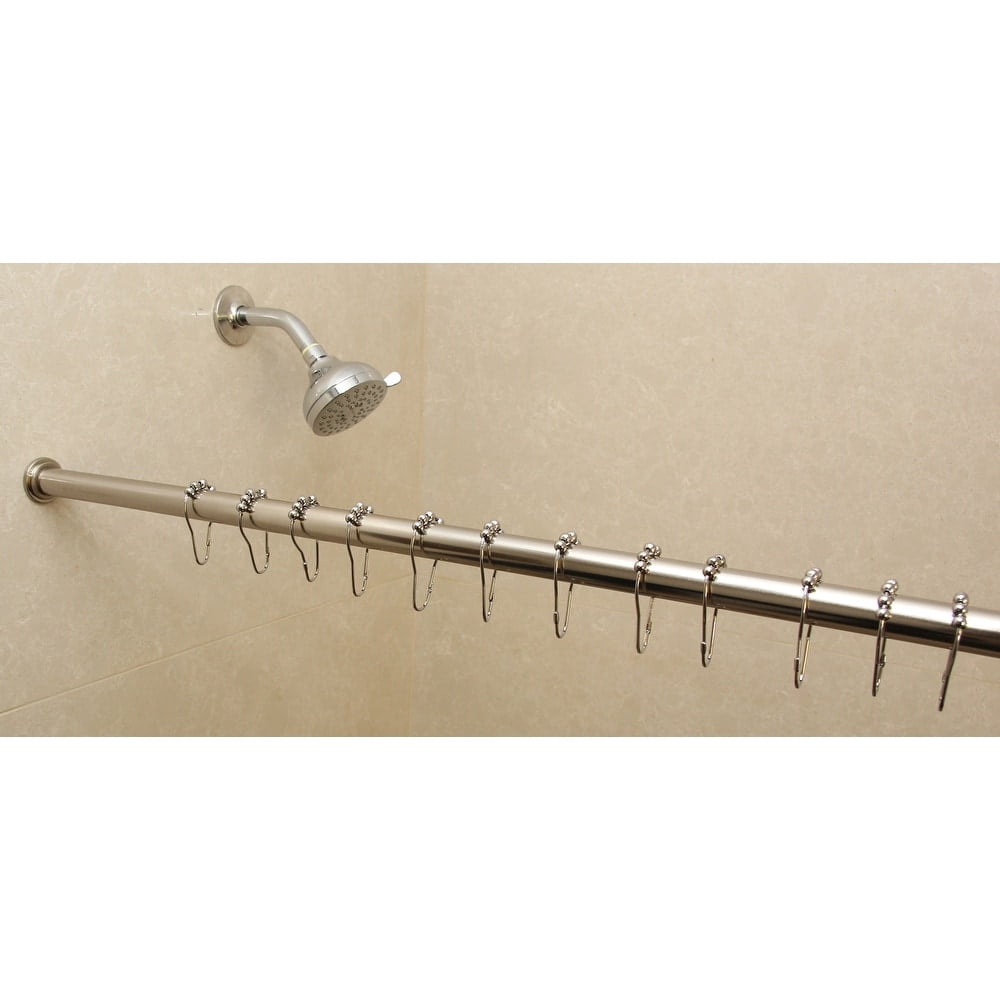 Urbanest No Drilling Heavy Duty Adjustable Spring Tension Curtain Window Rod, 24”-42” - Brushed Stainless Steel
