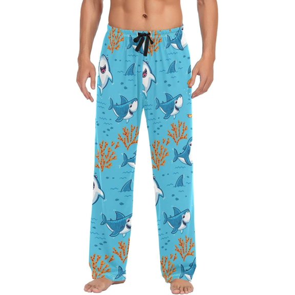 GZHJMY Shark Pajama Pants for Men, Lounge Pants Lightweight Men Pajama Bottoms with Drawstring Pockets, Christmas New Year Birthday Gifts, Small