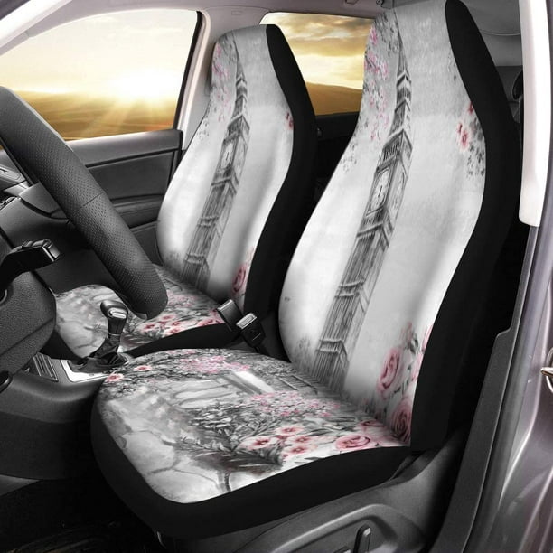Kxmdxa Set Of 2 Car Seat Covers Oil Painting Summer In London Gentle City Landscape Flower Universal Auto Front Seats Protector Fits For Suv Sedan Truck Com - Car Seat Covers London