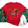 thumbnail image 1 of Ropa de Navidad divertida para mujer, camisetas con estampado de Papá Noel, Tops casuales negros para mujer, Tops de fiesta de navidad, 1 of 5