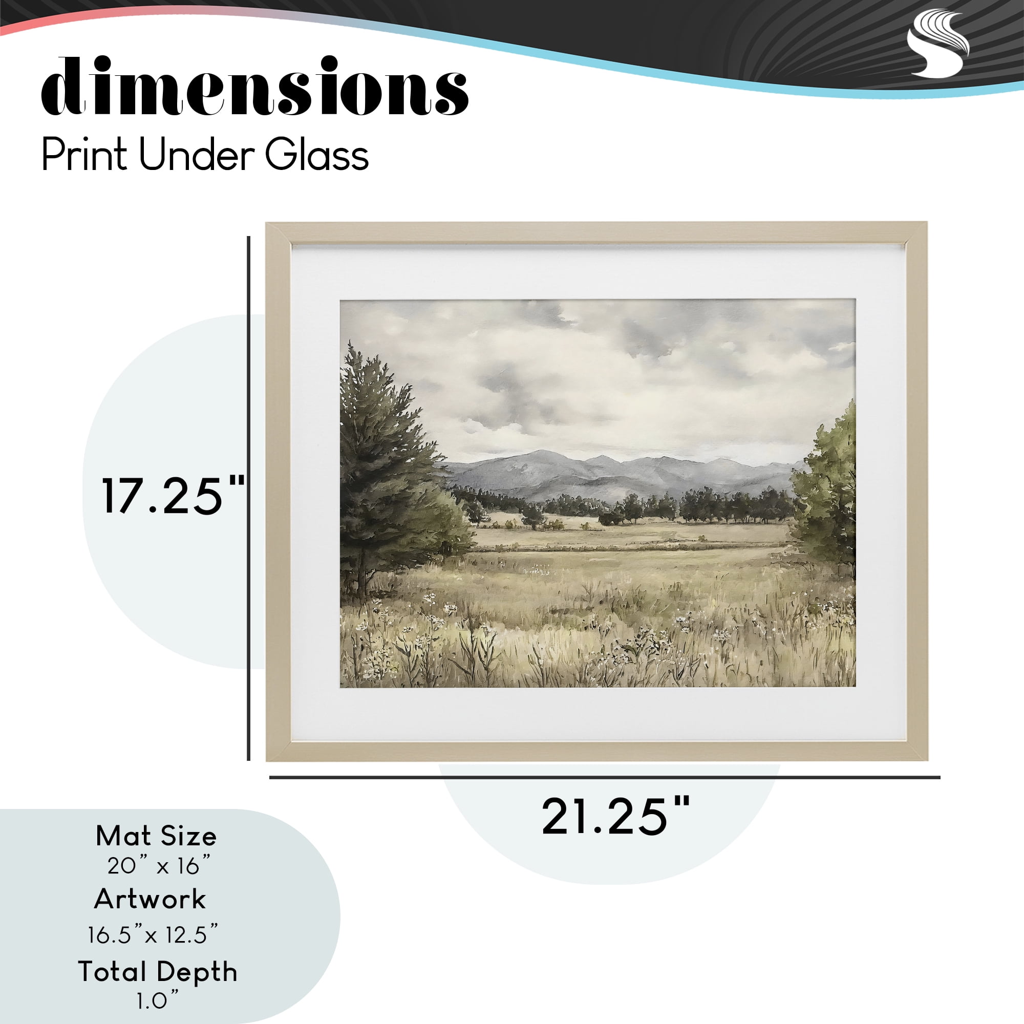 Stupell Industries Muted Mountain Meadow Birch Framed Print Under Glass, design by Riley B