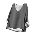 thumbnail image 2 of Njoeus Shirts for Girls Basic Tees for Women Linen Shirts for Women, Women's Printed V-Neck 3/4 Sleeved Linen Plus Size Linen Shirts for Women, Women's Summer Top Boho Tops for Women On Clearance, 2 of 7