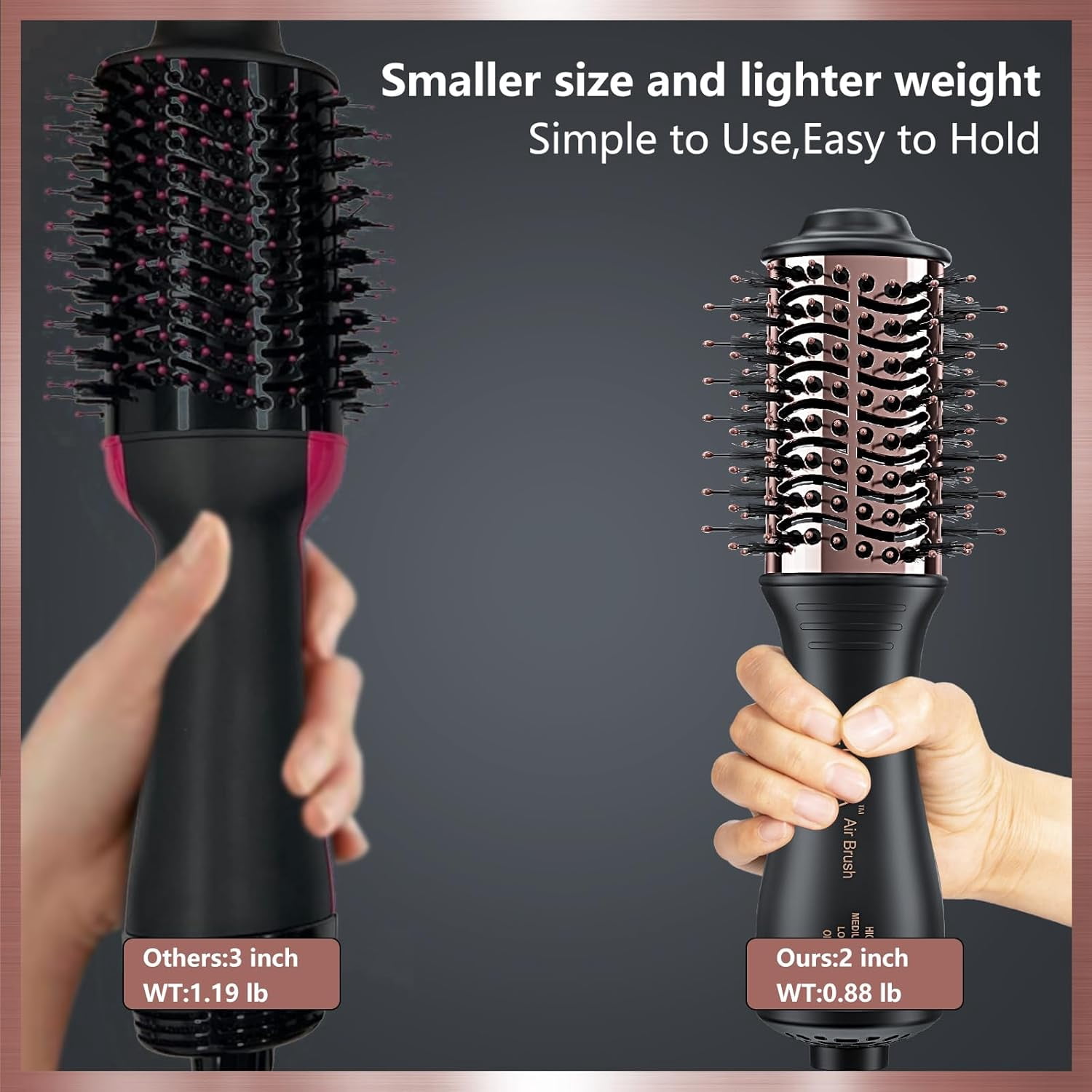 Lura Automatic Dual Voltage Hair Dryer Brush & Volumizer with European Plug,Travel Hair Blow Dryer Brush with Travel Bag Black