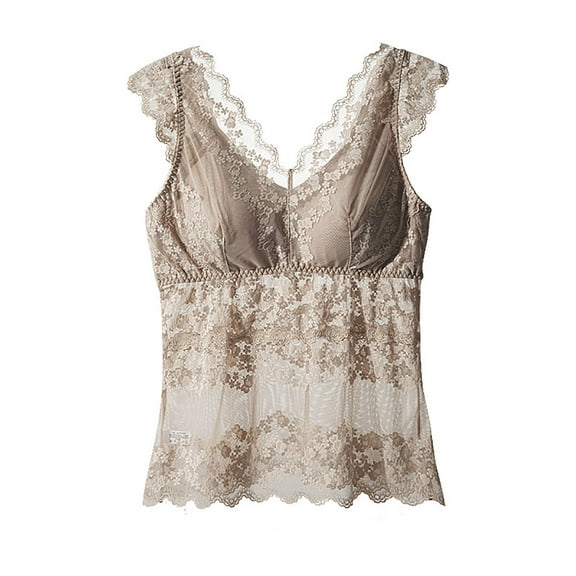 qolati Bralettes for Women Sexy Lace V Neck Y2k Camisole Spaghetti Strap Tank Top Slim Fitted Backless Basic Cami Top