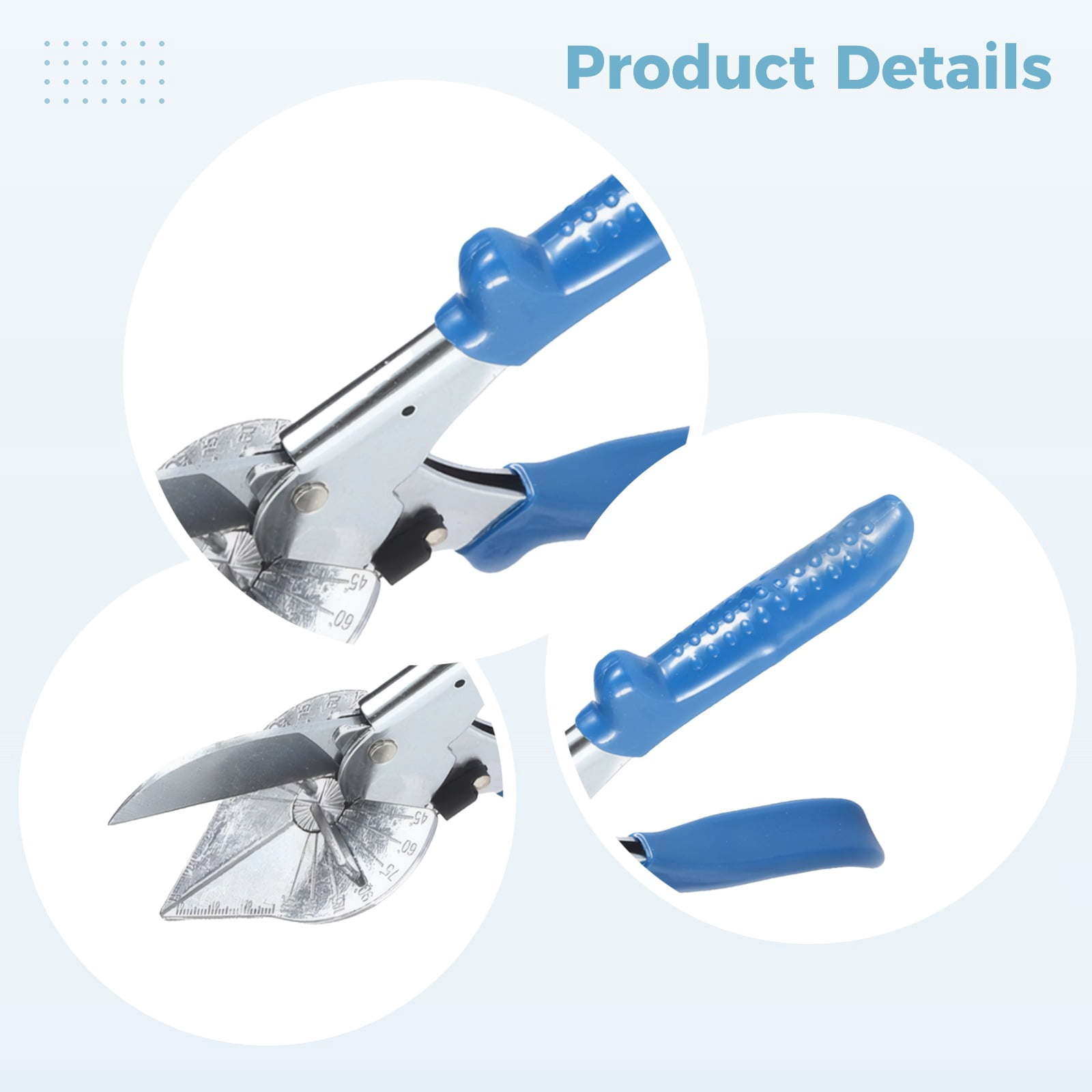 Adjustable Angle Miter Shear with SK5 Cutting Head, Multi Angle Wire Duct Cutter, 45-135 Degree Hand Tool, 1.97 in / 50 mm Opening, Ideal for Electrician, Woodworking, Blue