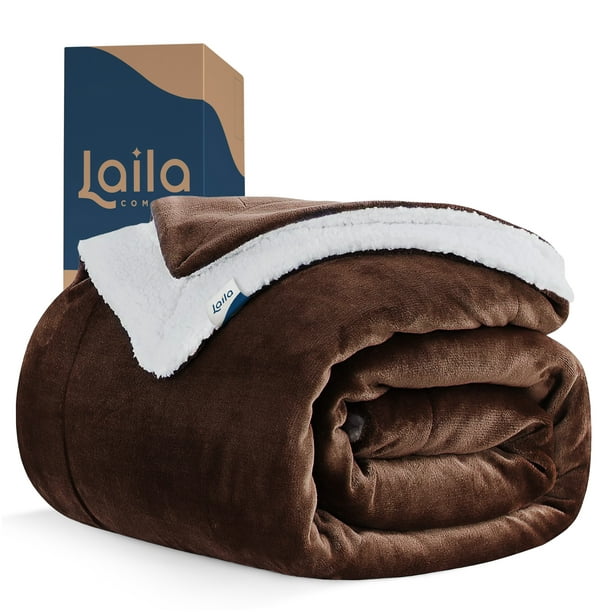 Cobija Cobertor Aborregado Individual, Frazada Ultra Suave, 100% Microfibra de Poliéster (Café) Laila Comfort.