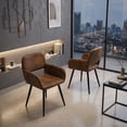 thumbnail image 2 of Homy Casa 2-Piece Brown Accent Chairs 31.9'' Upholstered Armchairs with Metal Legs for Dining Room, Bedroom, Office, 2 of 7