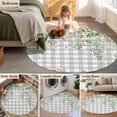 thumbnail image 5 of Round Rug 5Ft Washable Non-Slip, Watercolor Floral Circle Area Rugs for Living Room Bedroom, Spring Flowers Leaves Plants Gray Plaid Indoor Floor Mats Carpet Runner for Home Decor Aesthetic, 5 of 8