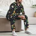 thumbnail image 5 of Mens Pajamas Set, Cartoon Funny Snake Moon Daisy Button Down Long Sleeve Loungewear Sleepwear Pjs sets for Men, 5 of 5