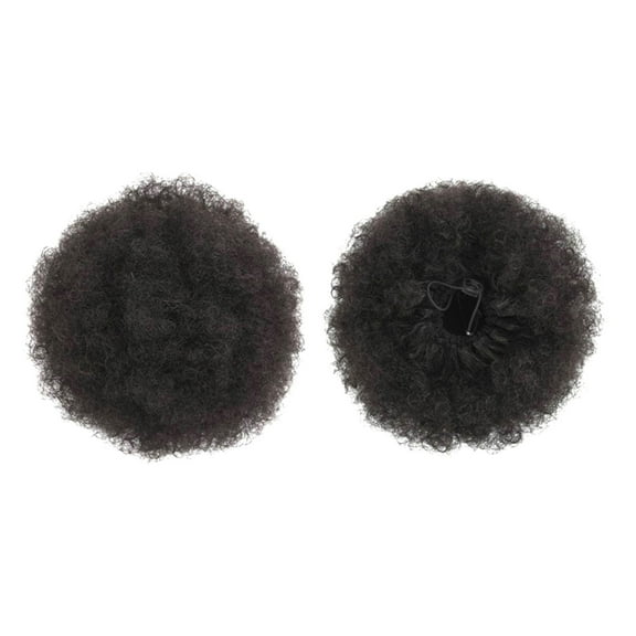 Bradem Black Curly Puff Ponytail Extension - Premium Synthetic, Medium Short Clip-in Bun for Natural Hair