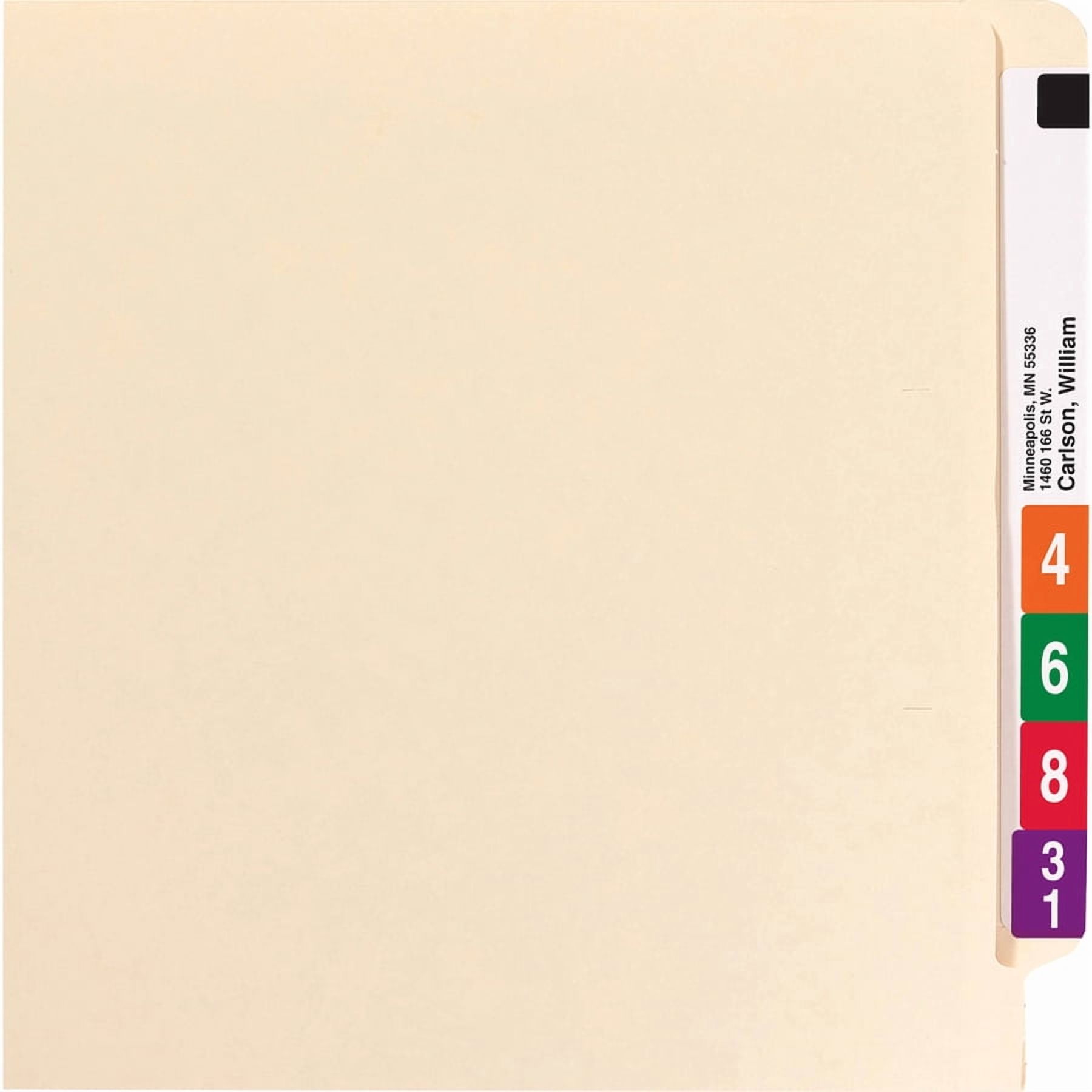 Smead End Tab Fastener File Folder, Shelf-Master® Reinforced Straight-Cut Tab, 1 Fastener, Letter Size, Manila, 50 per Box (34110)