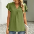 thumbnail image 2 of Pntutb Clothes,Womens Loose Casual Short Sleeve V-Neck Solid Casual Blouse T-Shirt Tunic Tops, 2 of 6
