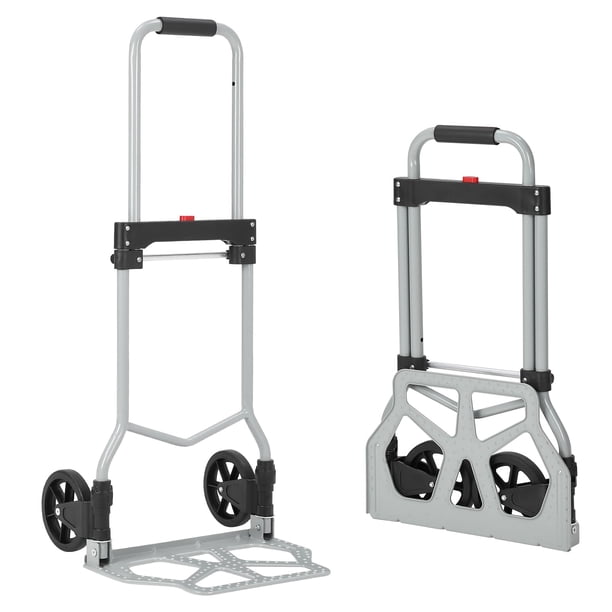 Yeshouse Carretilla plegable, carretilla de mano resistente con capacidad de carga de 100 kg, base de acero y asa ajustable, carrito plegable multiusos con ruedas para mudanzas, compras y viajes