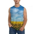 thumbnail image 2 of Lsque Blooming Sunflower Field Print Men's Cotton Blend Sleeveless Muscle Shirts (S-3XL)- Moisture Wicking, Odor Protection, UPF 30+,Medium, 2 of 8