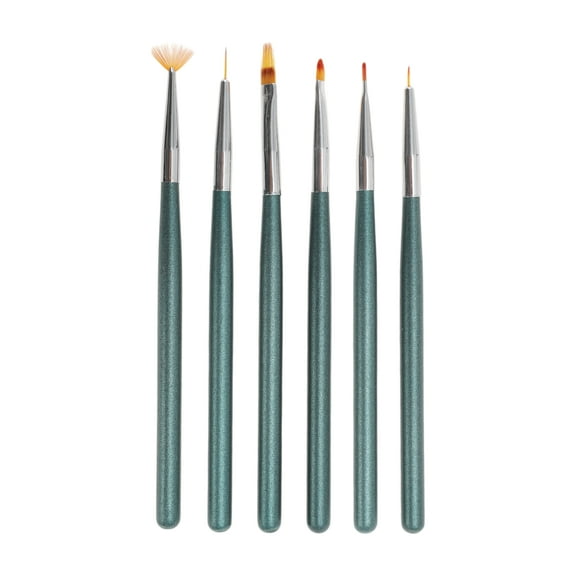 Unique Bargains 1 Set Universal Nail Painting Brushes for Home DIY Peacock Blue