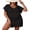 02 Black, variant on Drvitor Plus Size Swimsuit Cover Up for Women V-Neck Short Sleeve Crochet Tops Casual Loose Beach Swim Cover Up with Side Split