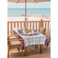 thumbnail image 2 of Outdoor Tablecloth with Umbrella Hole for Patio/Picnic/Party/Camping, Patriotic American Flag Waterproof Table Cloth Rectangle Table Cover Washable, Blue Red Flowers Wreath Gray Plaid (54"x 80"), 2 of 9
