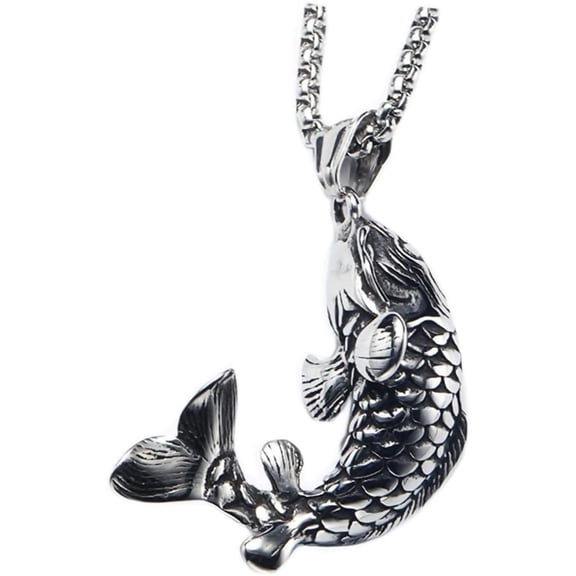 Zephyriana Unisex's Stainless Steel Vintage Hip Hop Koi Fish Pendant Necklace Silver/Gold/Black