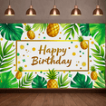 thumbnail image 5 of Tropical Themed Happy Birthday Banner with Pineapples and Leaves Party Decoration Backdrop for Birthday Parties Photography Props and Decorations, 5 of 7