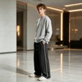 thumbnail image 5 of JFTTX Boys' Baggy Sweatpants Open Bottom Straight Leg Sweatpants for Boys Elastic Waist Drawstring Casual Sweat Pants with Pockets, 5 of 6