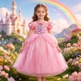 thumbnail image 2 of JAJAHO Girls Sparkly Sequin Dress Tutu Ball Gown Birthday Party Wear Puff Short Sleeve Mesh Layered Maxi Princess Dresses 3-10Y, 2 of 8