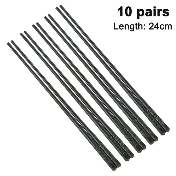 Palillos de fibra de vidrio, palillos reutilizables, 24 cm, diseño antideslizante, material resistente al calor, fácil de limpiar, negro liso, para una alimentación saludable y cocina asiática