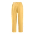 thumbnail image 4 of Linen Pants Women Petite High Waisted Cropped Pants Summer Beach Ankle Length Straight Leg Tapered Trouser Pant with Pockets with Pockets Yellow S, 4 of 5