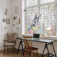 thumbnail image 5 of Easter Tier Curtains 54 Inch Length, Spring Rabbit Eggs Flowers Leaves Grey Plaid Cafe Short Curtains for Bathroom Over Sink, Small Kitchen Curtain Light Filtering Tiered Drapes 2 Panels 27.5"Wx54"L, 5 of 8