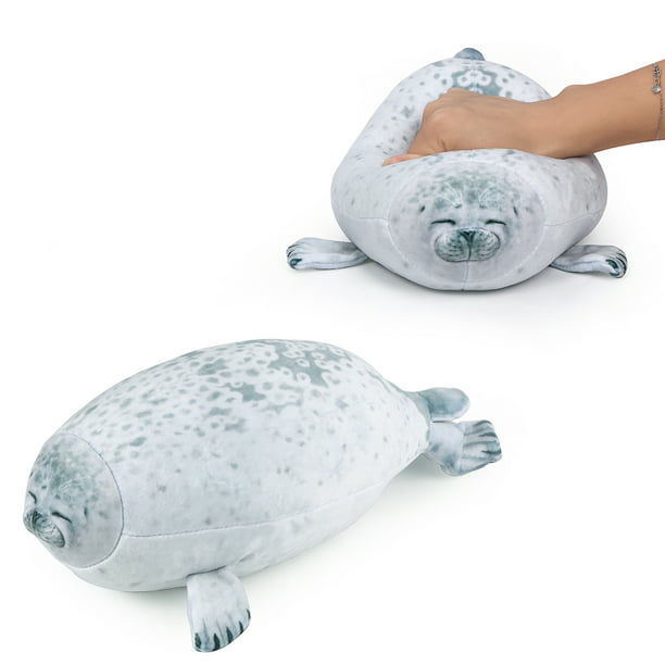 Cute Blob Seal Pillow Round Chubby Seal Pillow Soft Hug Plush Pillow Stuffed  Cotton Animals Plush Toy (Small(), White) 