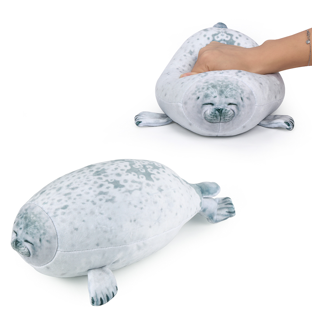 Hug Me White Seal With Fish Round Plush Stuffed Pillow Soft for sale online