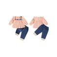 thumbnail image 2 of BemeyourBBs Boho Kids Toddler Baby Girl Spring Fall Summer Denim Outfits Infant Baby Clothes Bohemian Long Sleeve Floral Shirt Tops Tassle Jeans Pants Set, 2 of 9