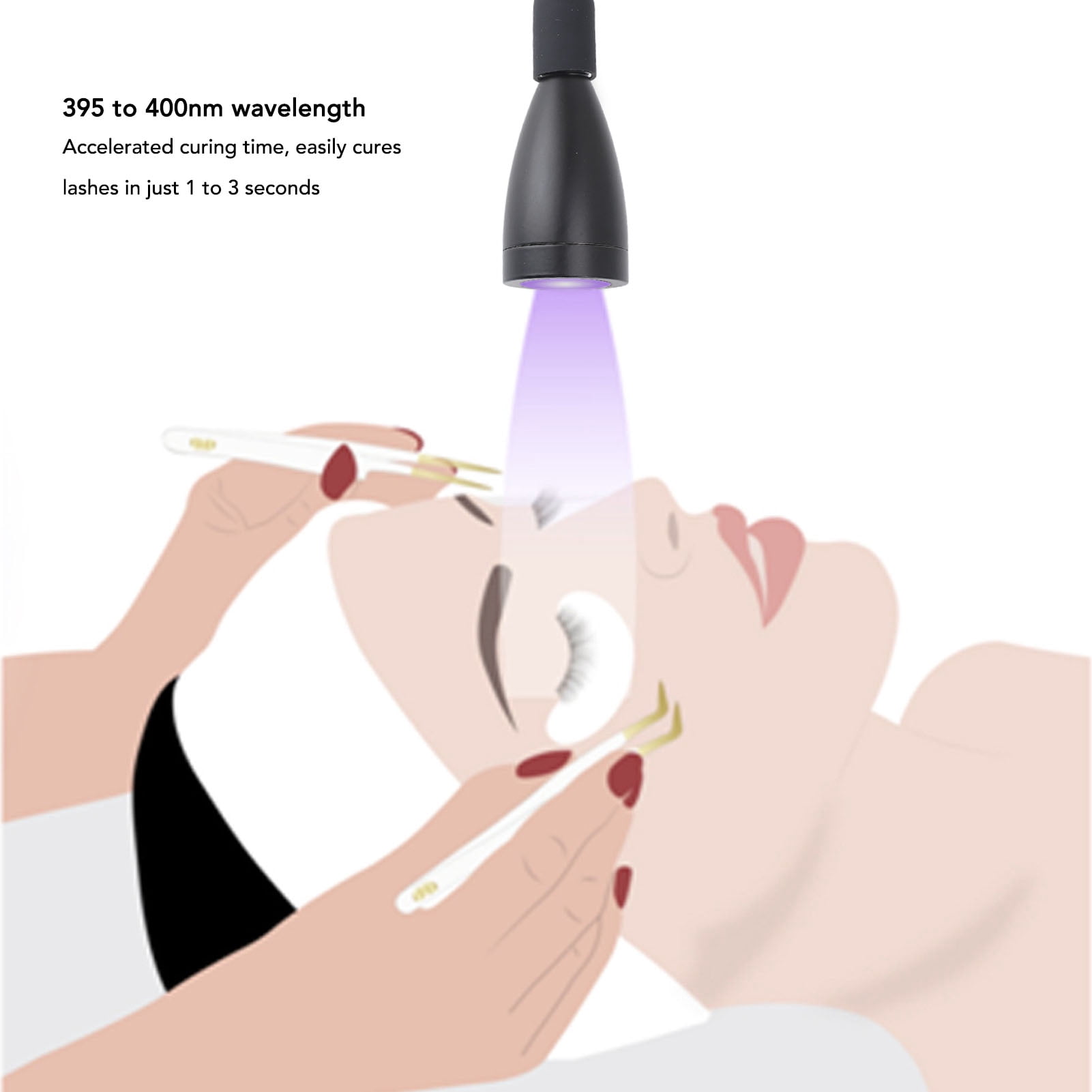 UV Lamp for Lash Extension 395 to 400nm Gooseneck LED Light with Clamp and Foot Pedal Switch Nails