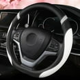 thumbnail image 3 of D-Shaped Flat Bottom Steering Wheel Cover for Women Girl - Stylish Car Accessory (White), 3 of 11