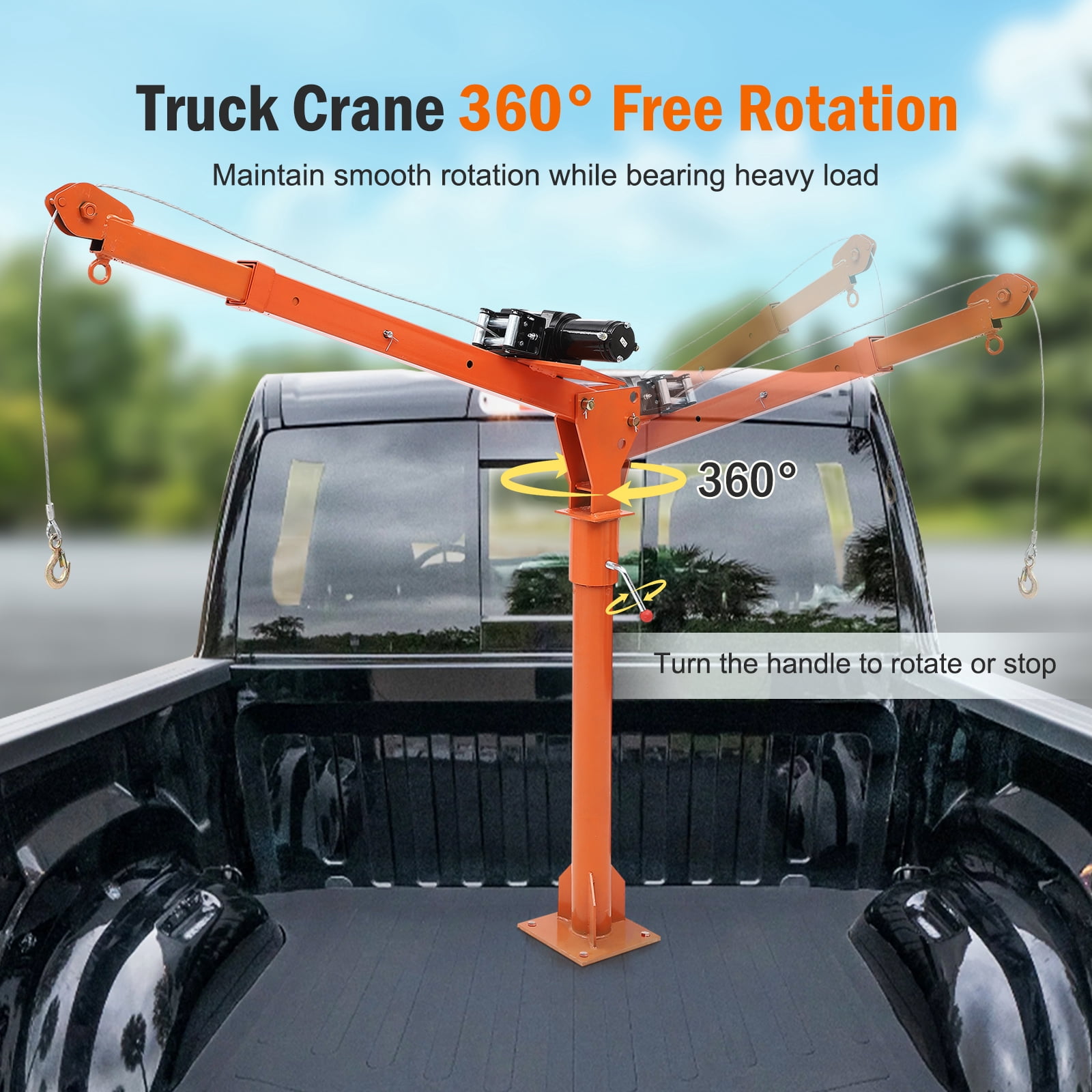 Telyswee 1100lbs Truck Hoist Crane, Folding Truck Mounted Crane with Electric Winch 3500 lbs 12V Electric Truck Crane Hoist 360° Swivel for Lifting Goods in Construction