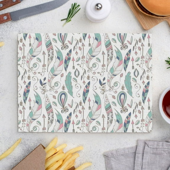 Place Mats Set,Decorative Table Place Mats For For In Door Dinning,Heat Insulation Stain Resistant Table Mats(Feather)