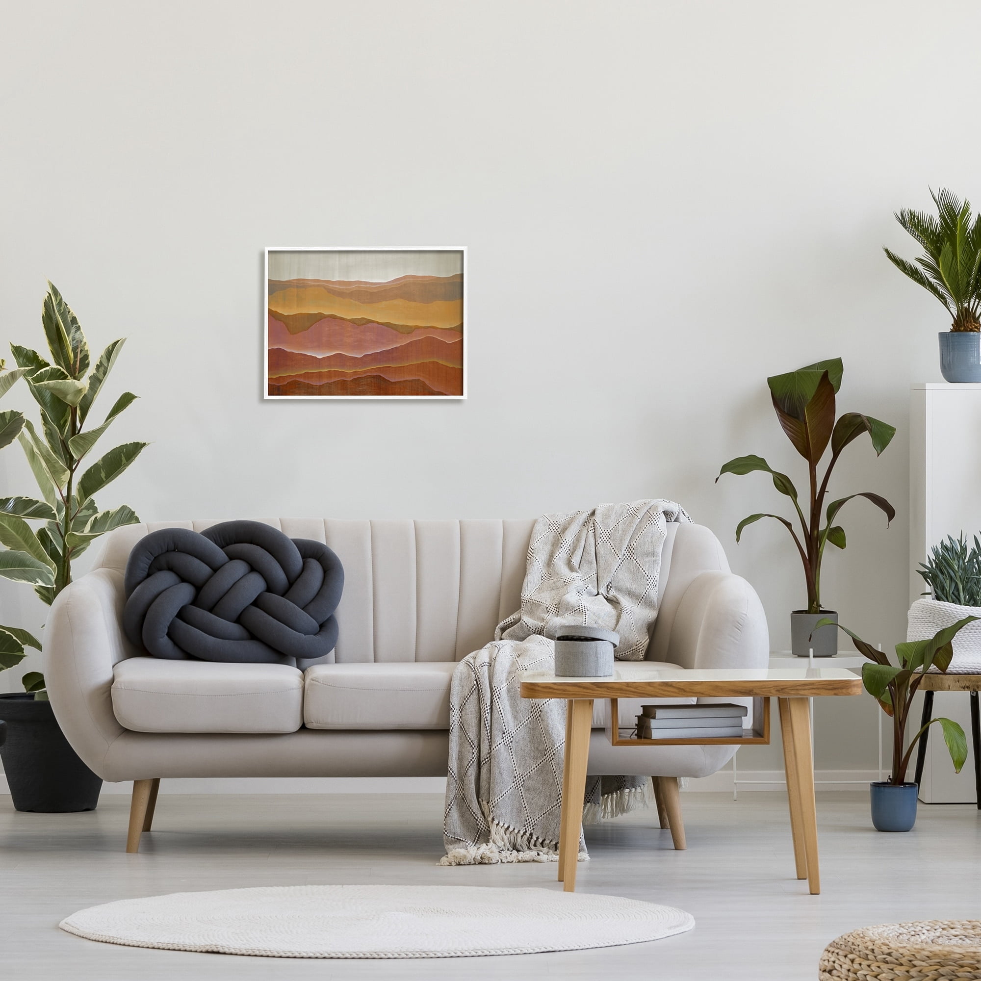 Stupell Industries Warm Glowing Mountain Range Overlay Desert Landscape Painting White Framed Art Print Wall Art, Design by Liz Jardine