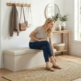 thumbnail image 3 of CONCETTA 30" Folding Storage Ottoman Bench, 660 lbs Weight Capacity, End‑of‑Bed Foot Rest Storage Chest for Living Room, Bedroom, Entryway, PE Beige, 3 of 10
