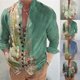 thumbnail image 4 of Men Casual Flower Print Loose Long Sleeve Button Down Tops Blouse Dress Shirt, 4 of 8