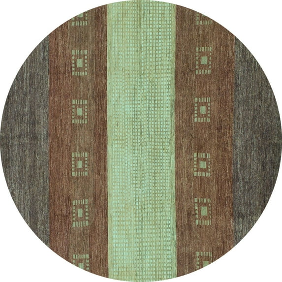 Ahgly Company Indoor Round Abstract Light Blue Modern Area Rugs, 5' Round