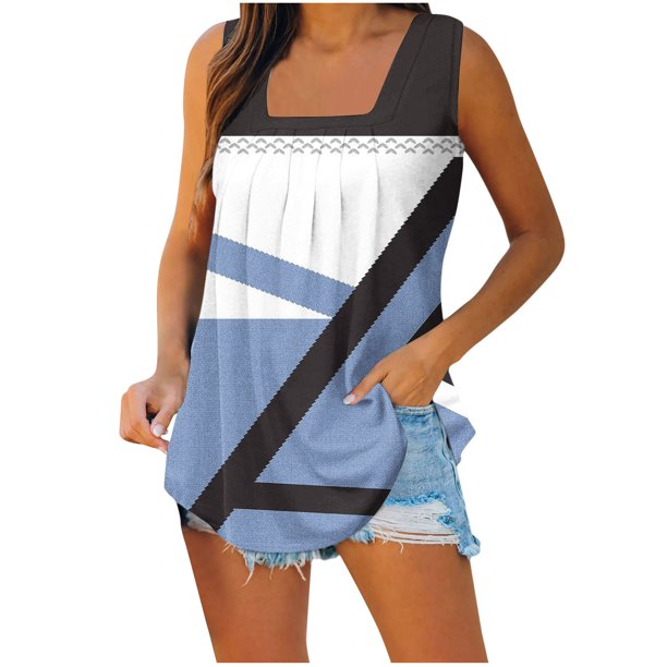 Puntoco Camisetas ajustadas para mujer Camiseta holgada cómoda con estampado de moda para mujer Top sin mangas