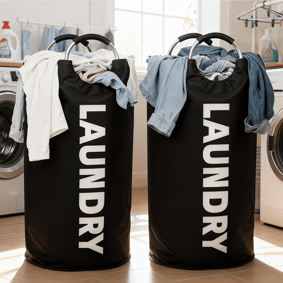 Extra Large Foldable Laundry Basket with Aluminum Alloy Handle - Tall Collapsible Fabric Storage Bin for Bedroom, Bathroom, Dorm, Closet & Space-Saving Laundry Organizer