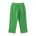 thumbnail image 3 of hoksml Girls Cotton Linen-Look Capri Pants, Kids Elastic Waist Casual Pants with Pockets, 3 of 7