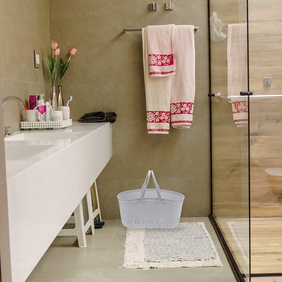 Phenofice Grey Plastic Storage Container, Multi-Purpose Organizer for Bathroom, Dorm Room, and Home Use, and Compact