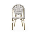 thumbnail image 4 of Modern French Bistro Chairs Set of 2, Black and White Outdoor Patio Chairs with Bamboo Print, All-Weather PE Rattan and Aluminum Frame, Stackable Design, 4 of 7