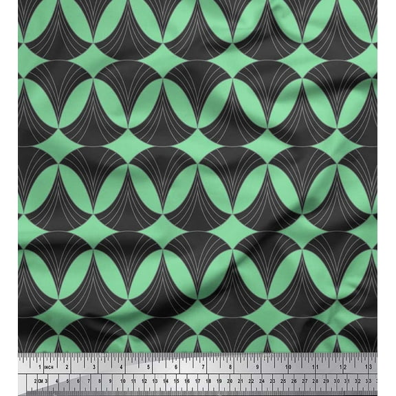 Soimoi Green Cotton Duck Fabric Scales Geometric Print Fabric by Yard 42 Inch Wide