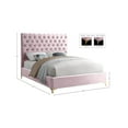 thumbnail image 3 of Meridian Furniture Cruz Solid Wood Tufted Velvet Full Bed in Pink, 3 of 9