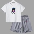 thumbnail image 3 of Conjuntos deportivos de verano para niños, camisetas de manga corta y pantalones de lucha de anime, conjuntos para niños y niñas de 3 a 13 años, 3 of 5