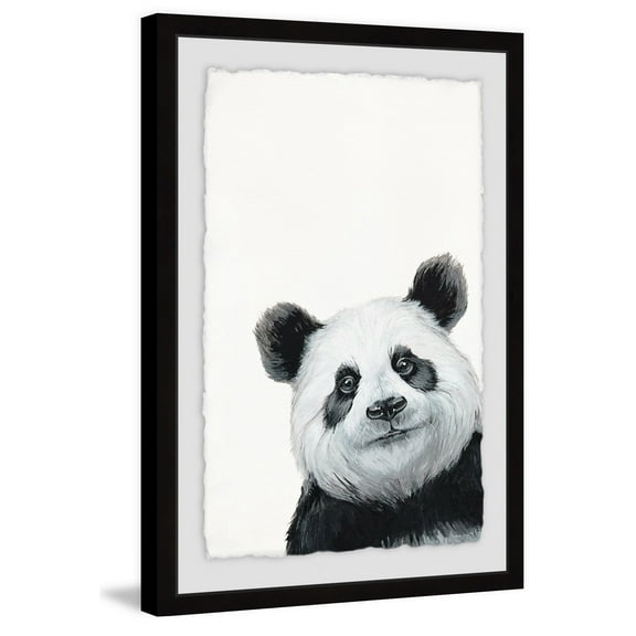 Furry Panda Framed Painting Art Print, 20.00" x 1.50"
