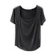 thumbnail image 1 of Camiseta de Manga Corta Mujeres Moda de Verano Yoga Casual Cuello Cuadrado Delantero Hombro Recto Cuello Redondo Superior, 1 of 4