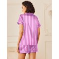 thumbnail image 2 of Ekouaer Womens Silk Satin Pajamas Sets 2 Piece Short Sleeve Sleepwear Button Down Top and Shorts Pjs Lounge Wear Sets, 2 of 6